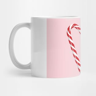 A candy cane heart on bubblegum pink Mug